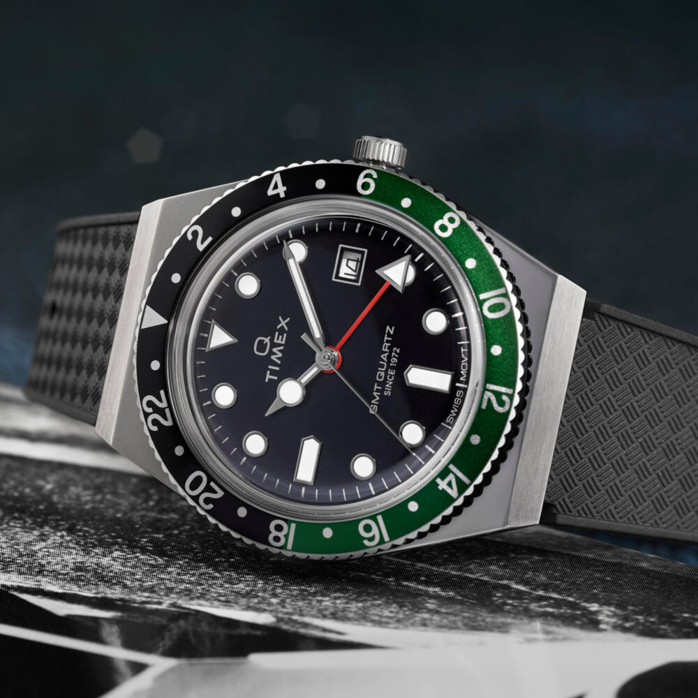 Q Timex® GMT 38mm Synthetic Rubber Strap Watch