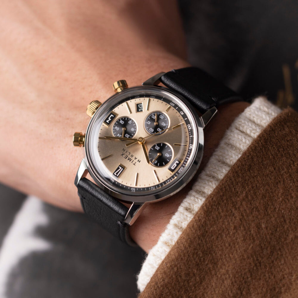 Marlin® Chronograph Tachymeter 40mm Leather Strap Watch