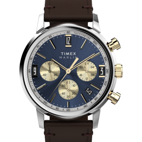Marlin® Chronograph Tachymeter 40mm Leather Strap Watch