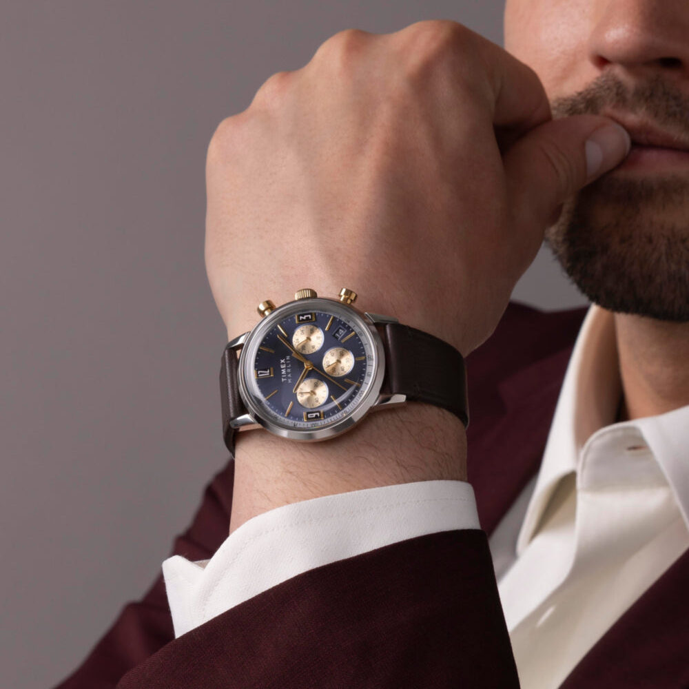 Marlin® Chronograph Tachymeter 40mm Leather Strap Watch