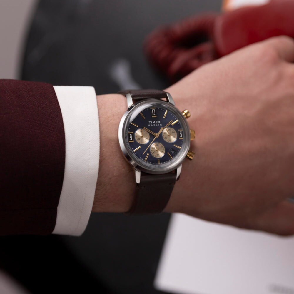 Marlin® Chronograph Tachymeter 40mm Leather Strap Watch