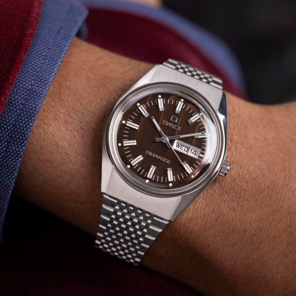 Q Timex® Falcon Eye 38mm Stainless Steel Bracelet Watch