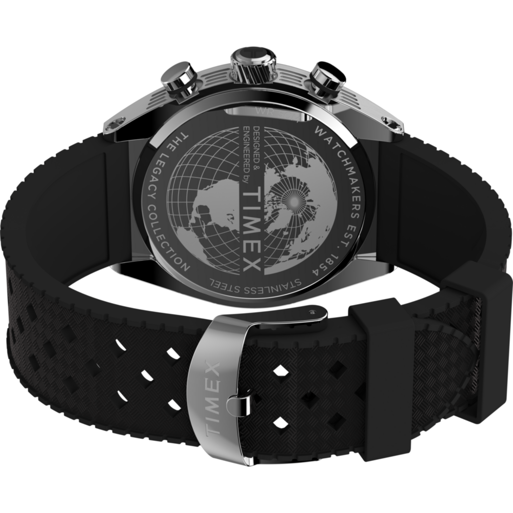 Timex Legacy Tonneau Chronograph 42mm Synthetic Rubber Strap Watch