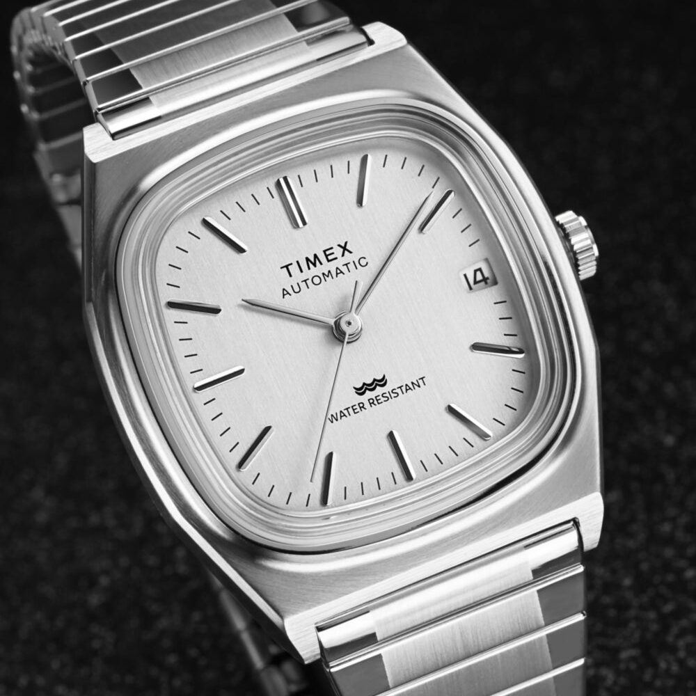 Timex® Automatic 1983 E Line Reissue 34mm Stainless Steel Expansion Band Watch