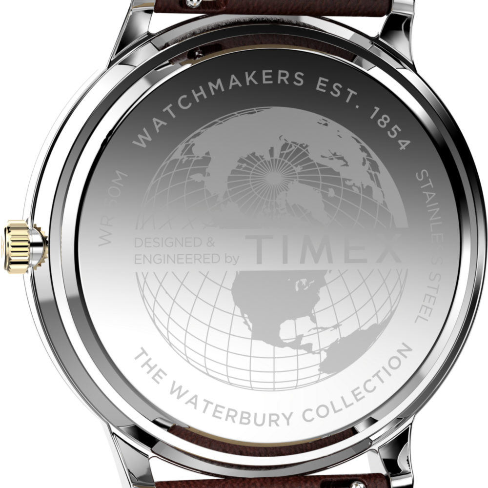 Waterbury Classic Moon Phase 40mm Leather Strap Watch