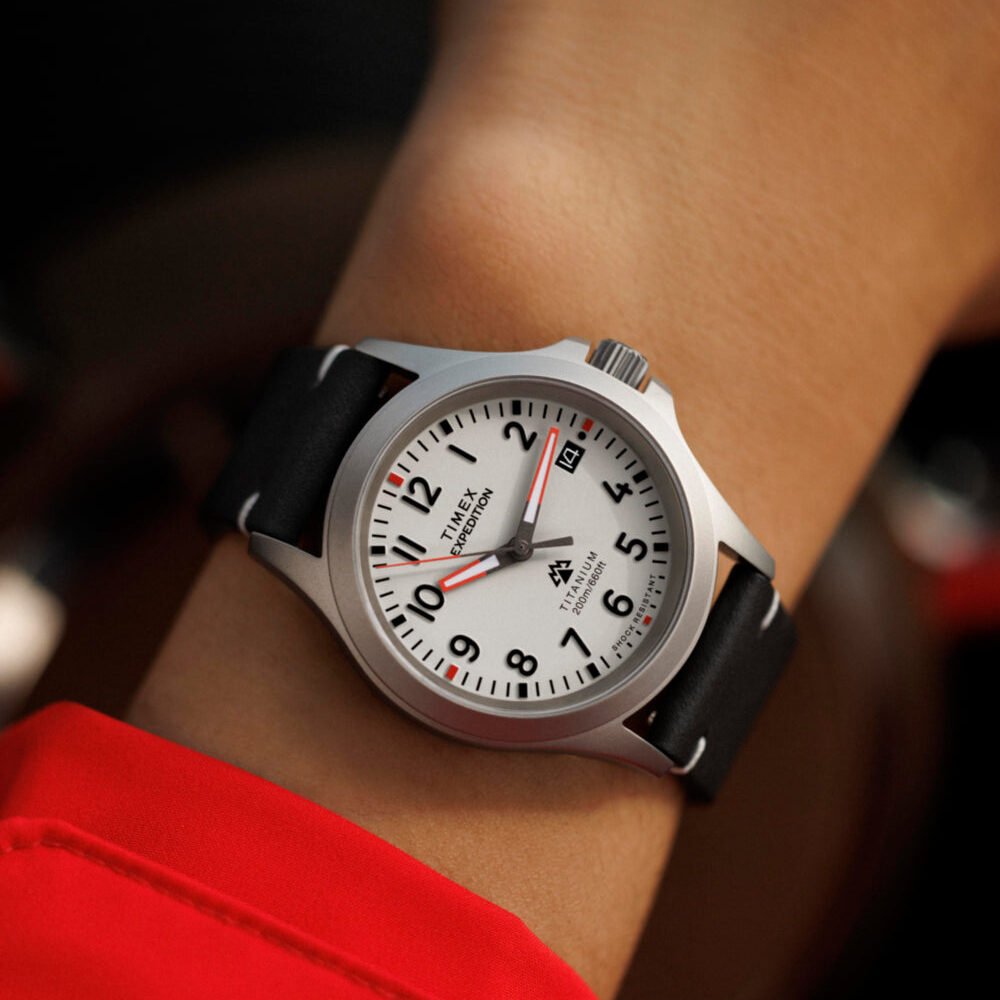 Expedition Titanium 38mm Leather Strap Watch