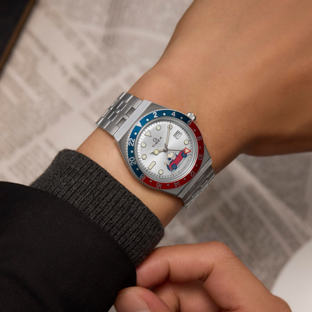 Peanuts® x Q Timex® GMT 38mm Stainless Steel Bracelet Watch