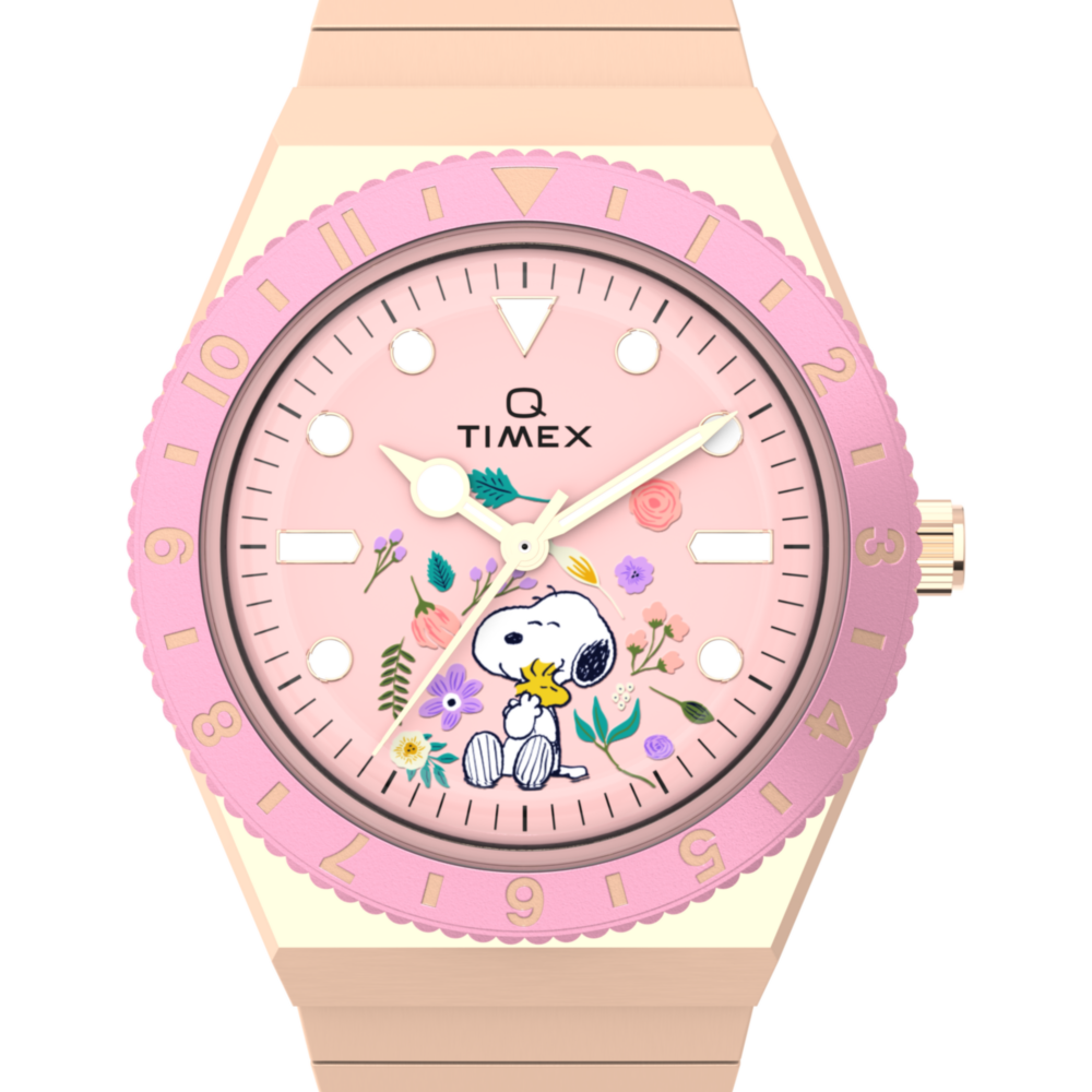 Peanuts® Q Timex® In Bloom 36mm Stainless Steel Expansion Band Watch