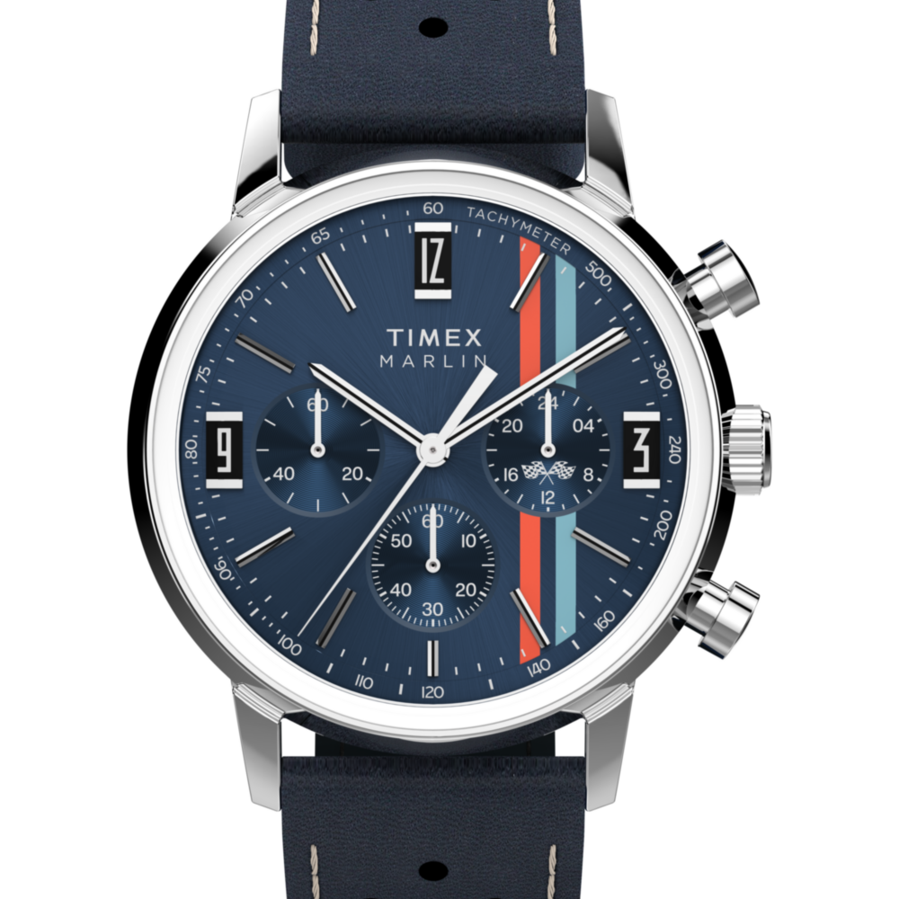 Marlin® Chronograph Tachymeter 40mm Leather Strap Watch