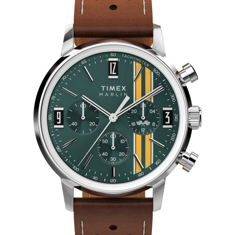 Marlin® Chronograph Tachymeter 40mm Leather Strap Watch