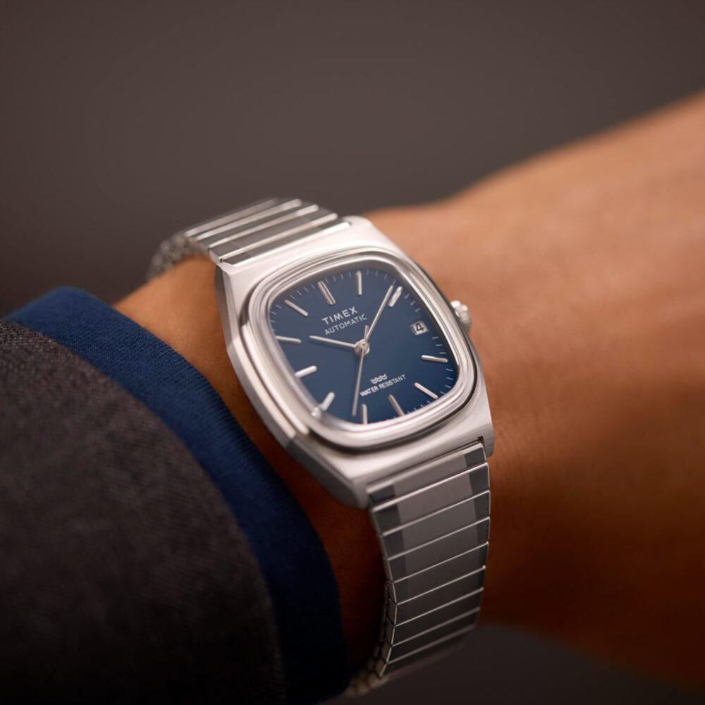 Timex® Automatic 1983 E Line 34mm Stainless Steel Expansion Band Watch