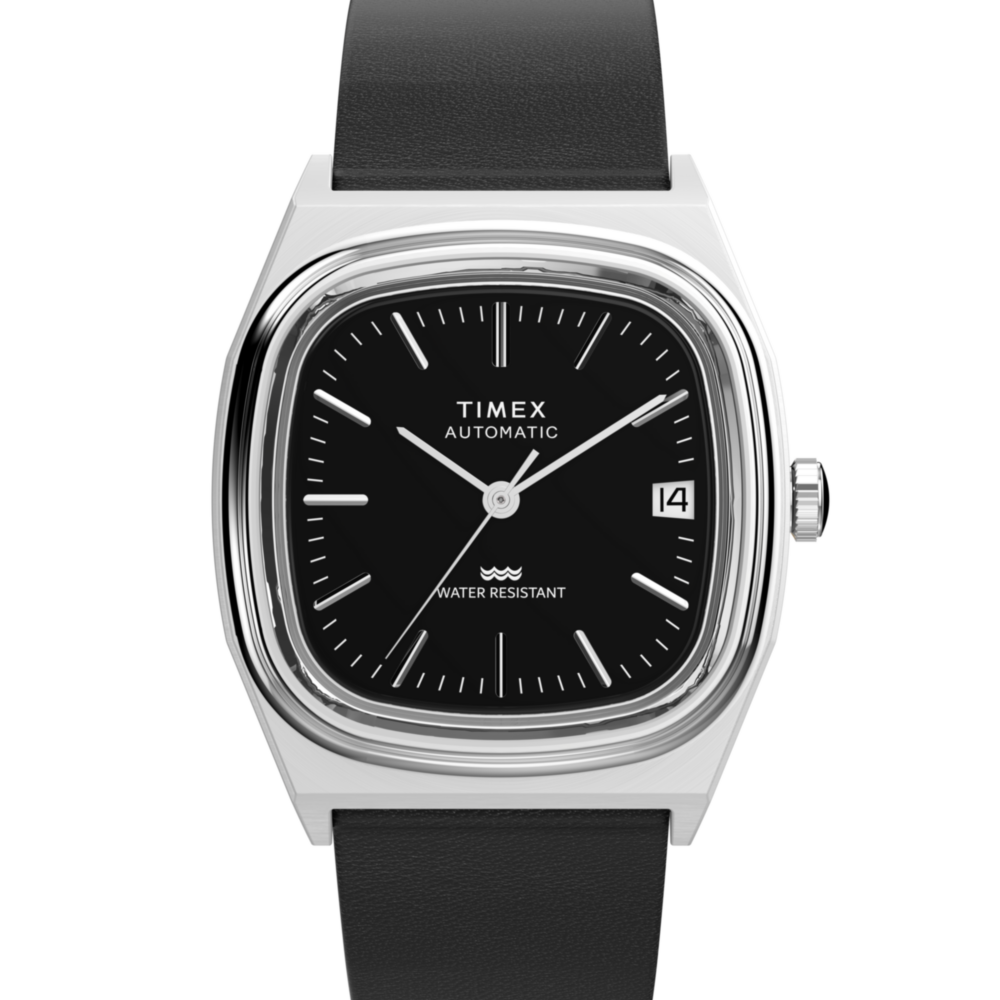 Timex® Automatic 1983 E Line 34mm Leather Strap Watch