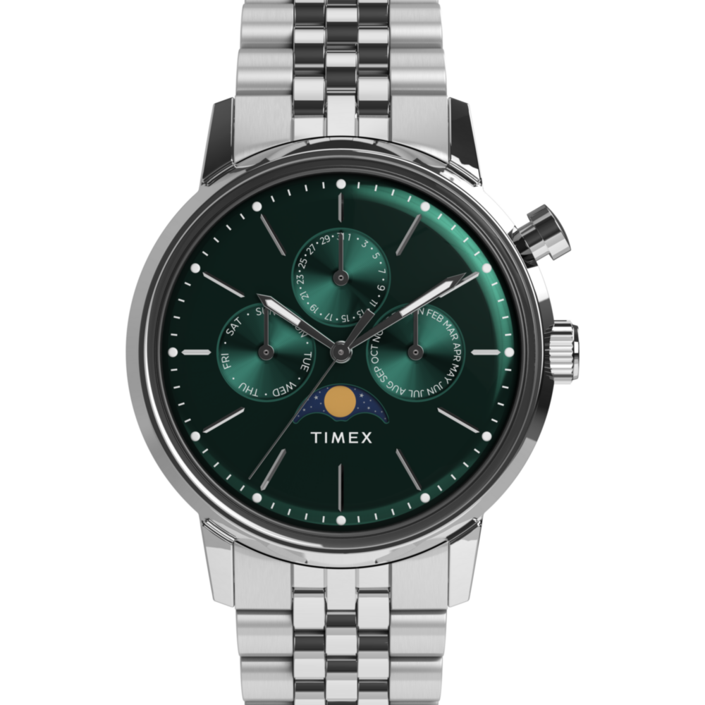 Marlin® Moon Phase Multifunction 40mm Stainless Steel Bracelet Watch