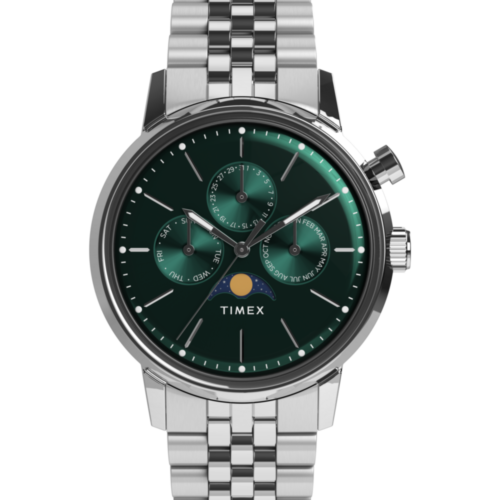 Marlin® Moon Phase Multifunction 40mm Stainless Steel Bracelet Watch