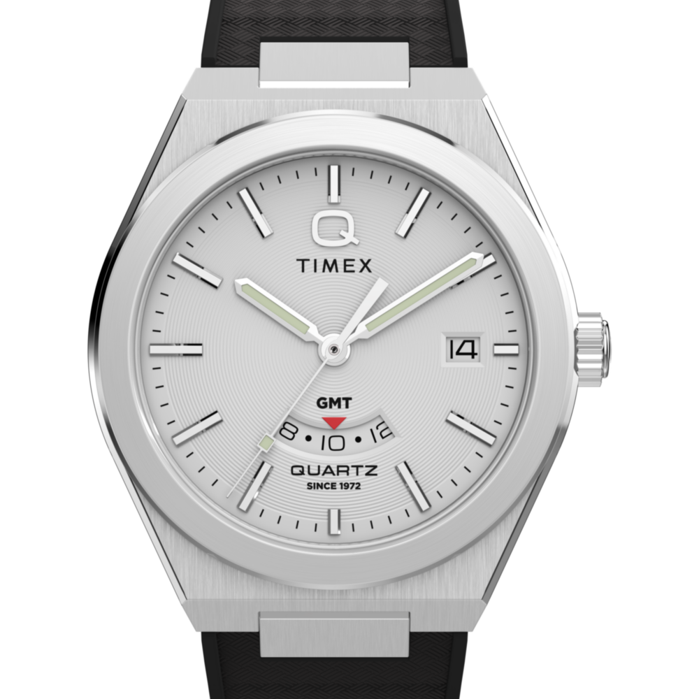 Q Timex® Continental GMT 39mm Synthetic Rubber Strap Watch