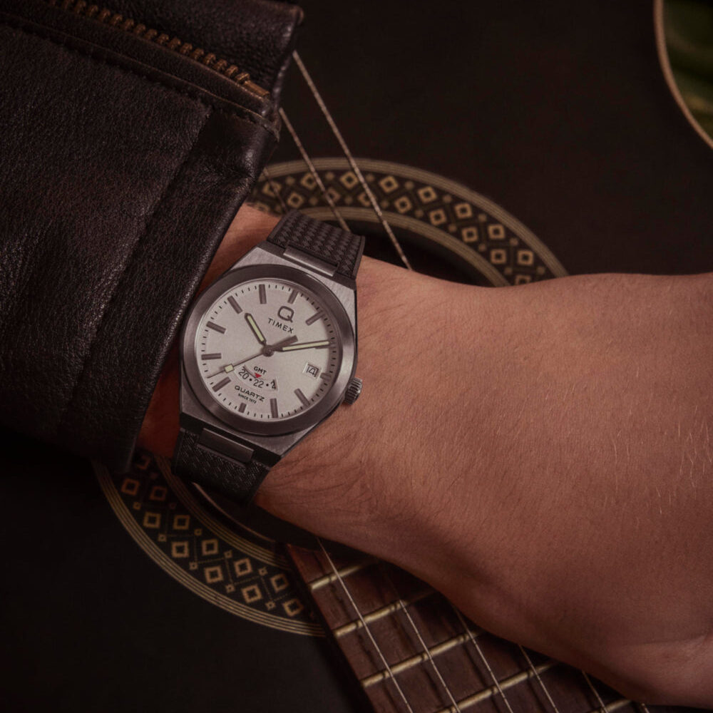 Q Timex® Continental GMT 39mm Synthetic Rubber Strap Watch