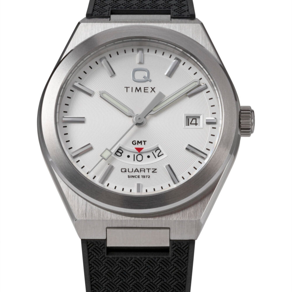 Q Timex® Continental GMT 39mm Synthetic Rubber Strap Watch