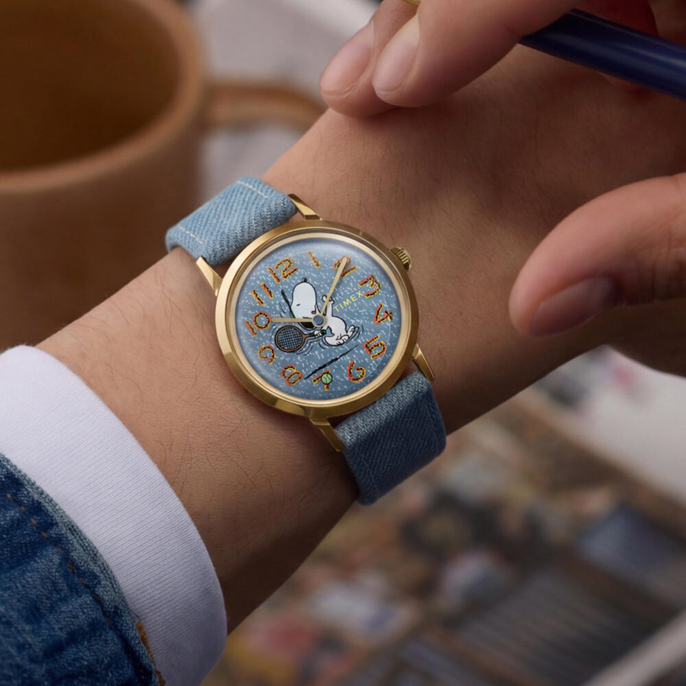 Peanuts® x Timex Marlin® 1965 Reissue Inspired Snoopy Tennis 34mm Fabric Strap Watch