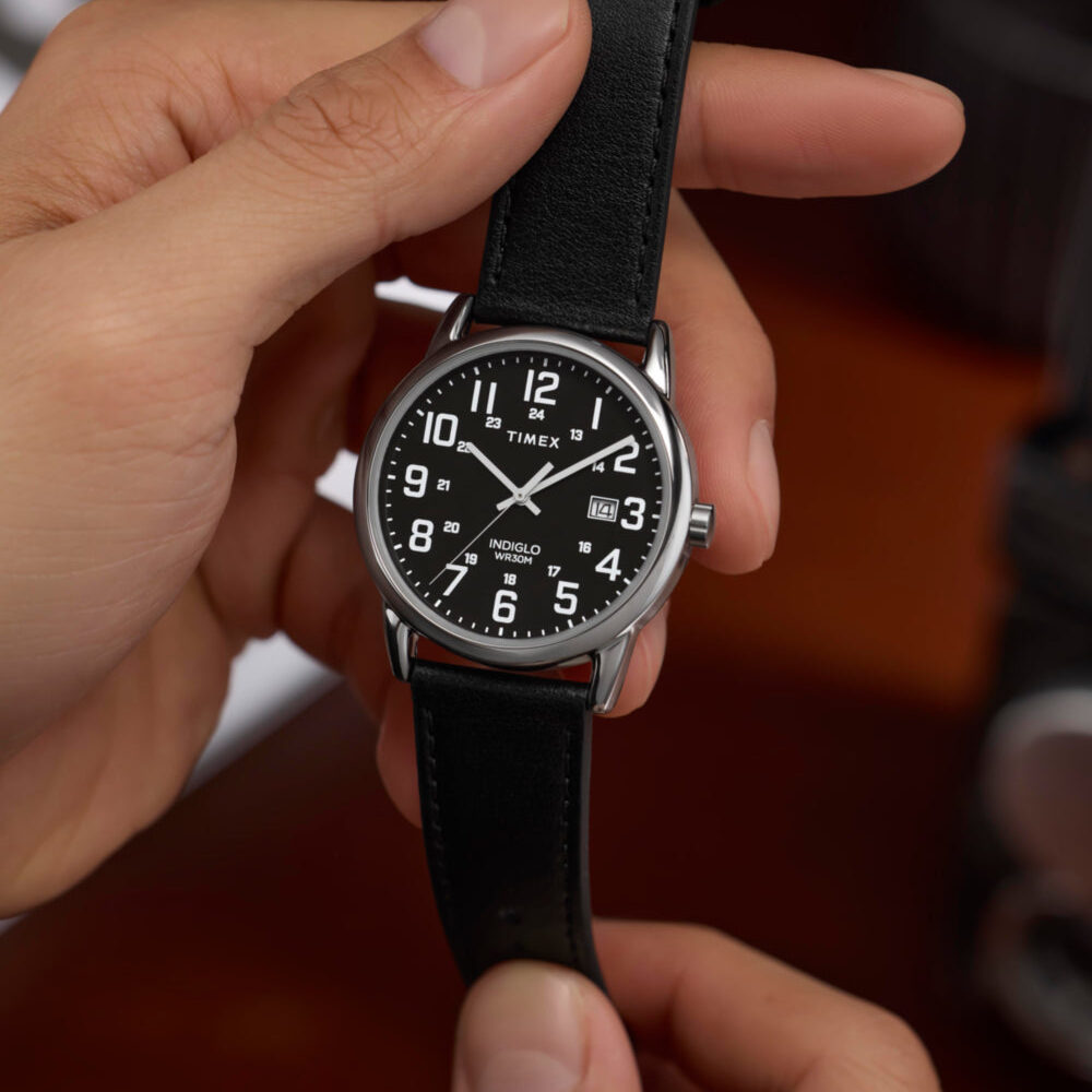 Easy Reader® Classic 38mm Leather Strap Watch