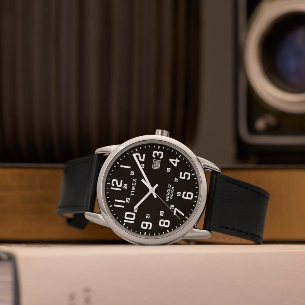 Easy Reader® Classic 38mm Leather Strap Watch