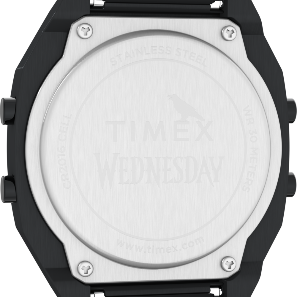 Timex x Wednesday T80 36mm Stainless Steel Black and Purple Expansion Band Watch
