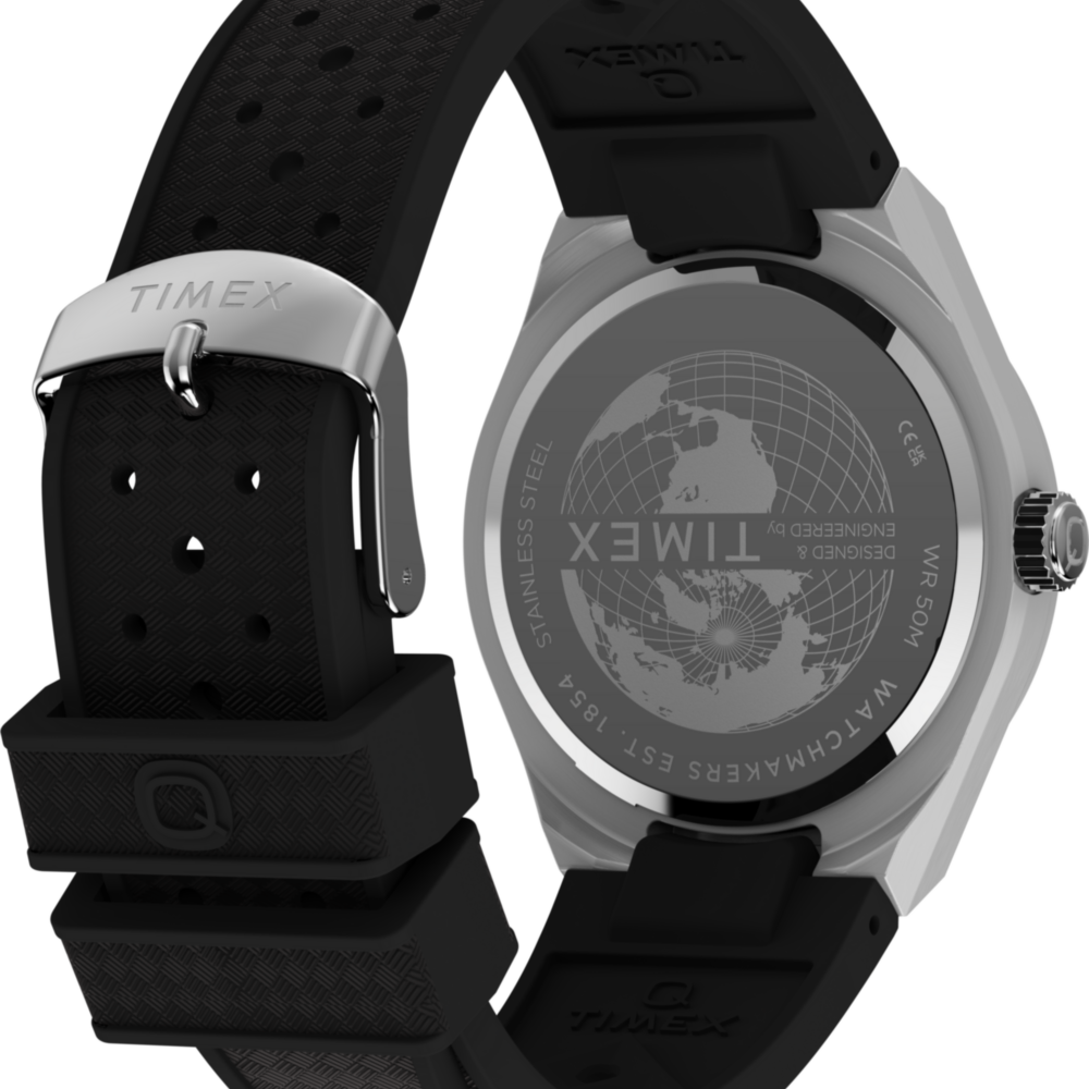 Q Timex Continental GMT 39mm Synthetic Rubber Watch