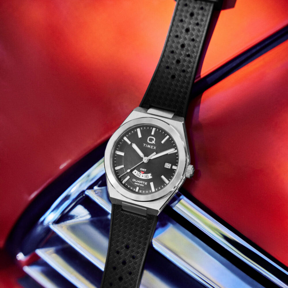 Q Timex Continental GMT 39mm Synthetic Rubber Watch