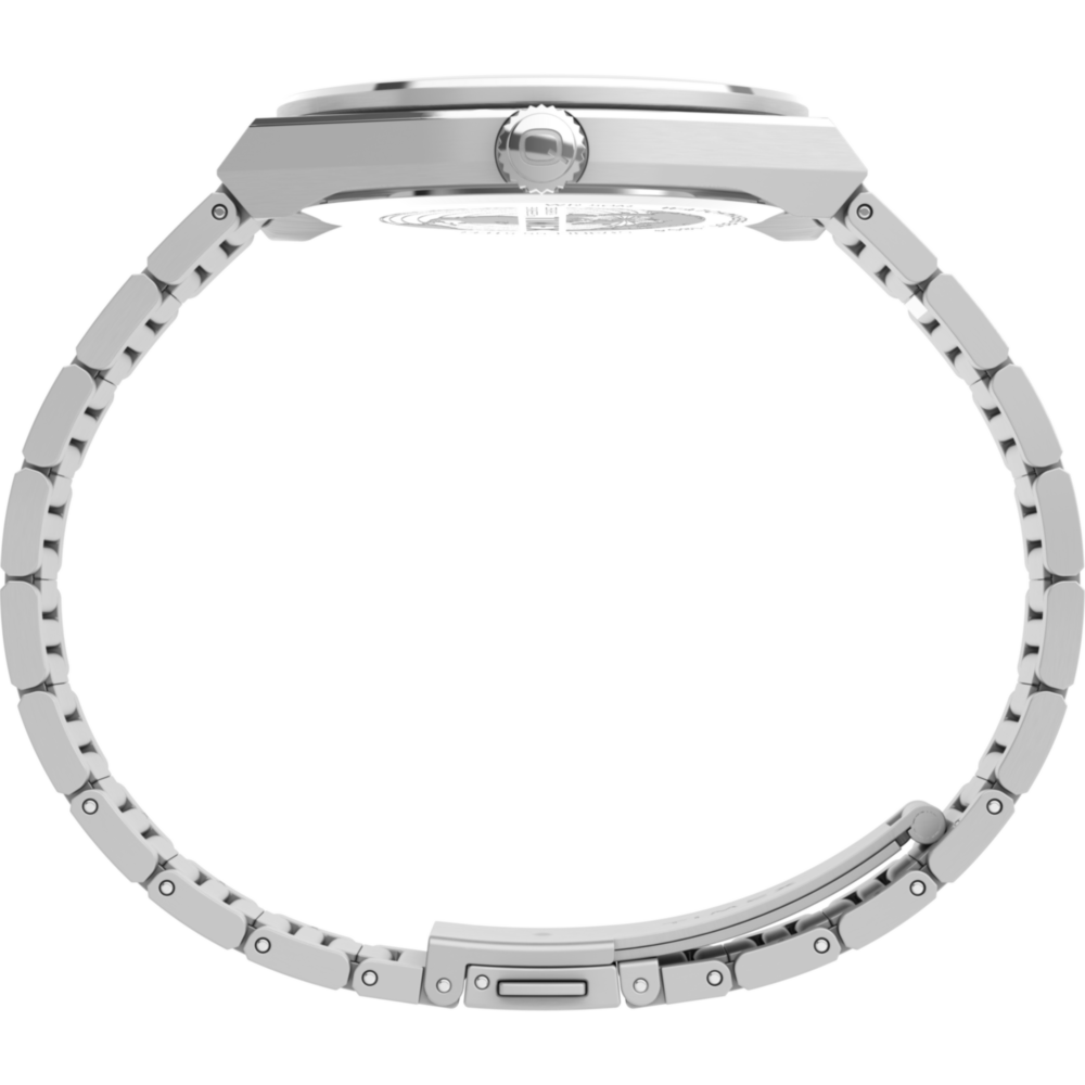 Q Timex® Continental Day and Date 39mm Stainless Steel Bracelet Watch