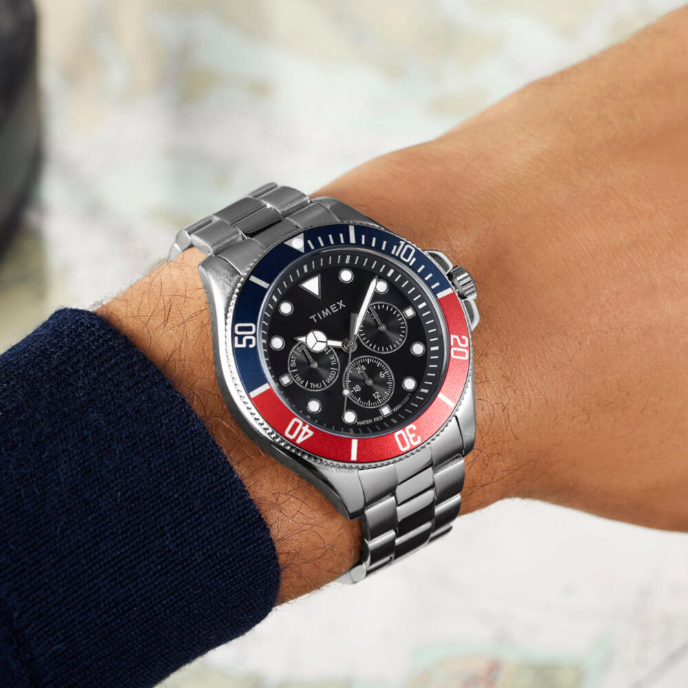 Harborside Coast Multifunction 43mm Stainless Steel Bracelet Watch