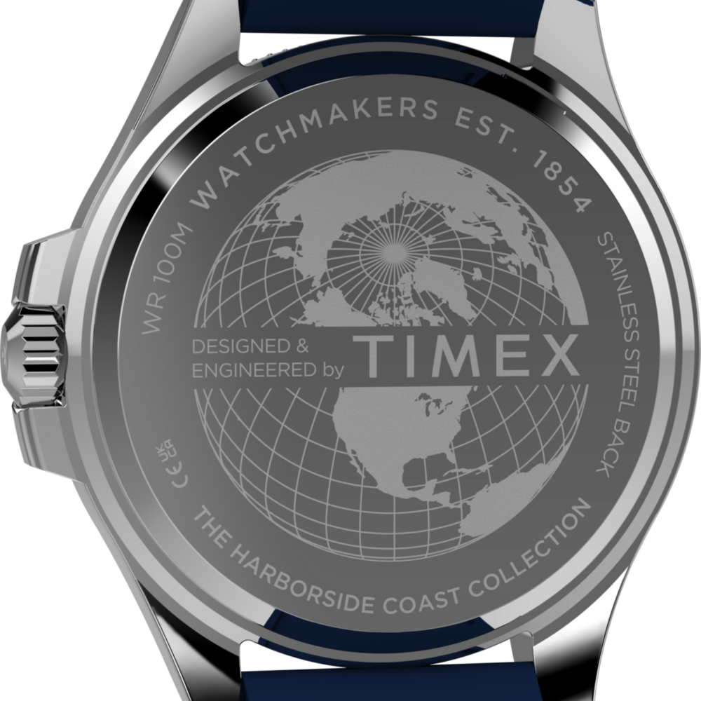Harborside Coast Multifunction 43mm Synthetic Rubber Strap Watch