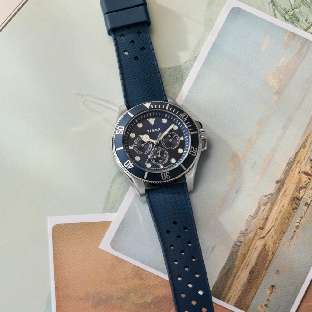Harborside Coast Multifunction 43mm Synthetic Rubber Strap Watch