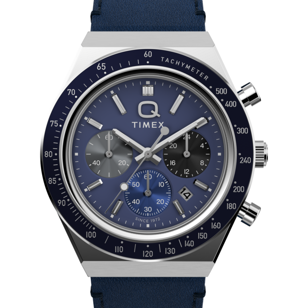 Q Timex® Chronograph 40mm Leather Strap Watch