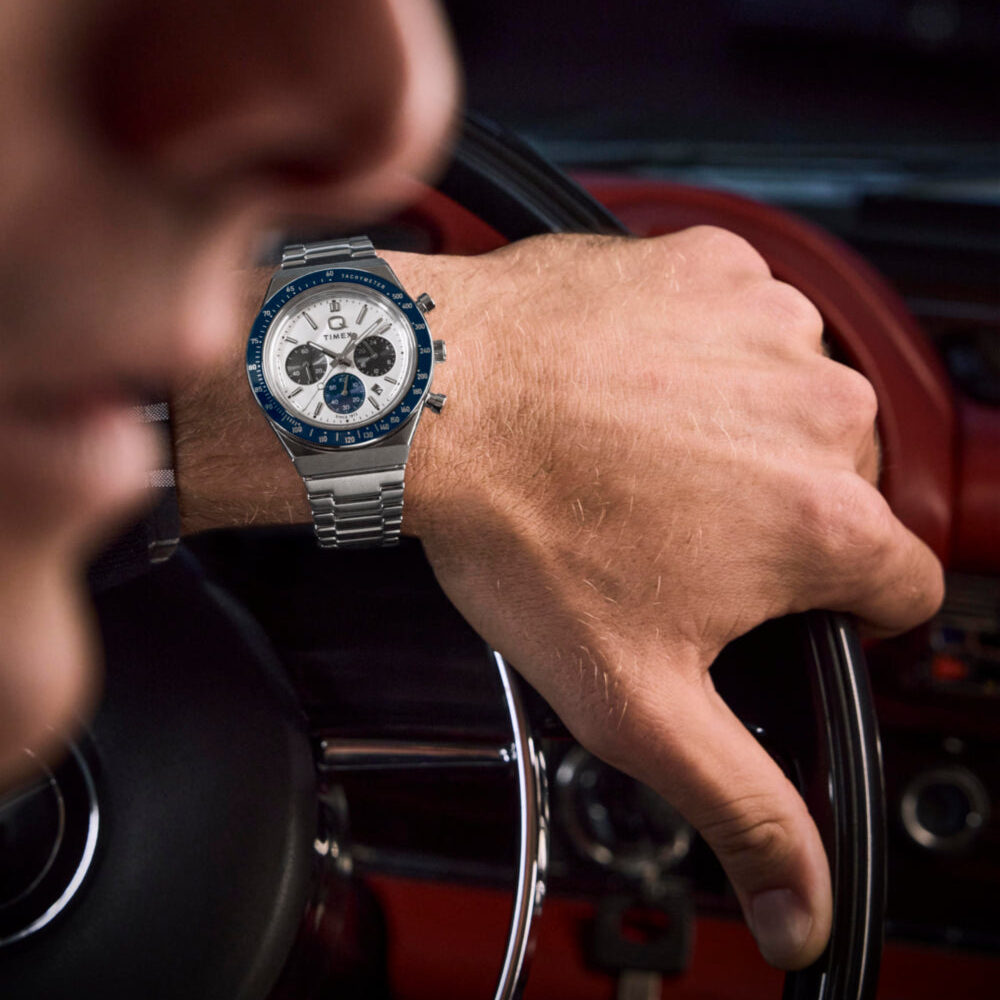 Q Timex® Chronograph 40mm Stainless Steel Bracelet Watch