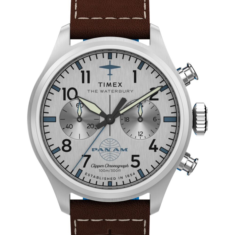 Timex x Pan Am® Waterbury Ace Chronograph 41mm Leather Strap Watch