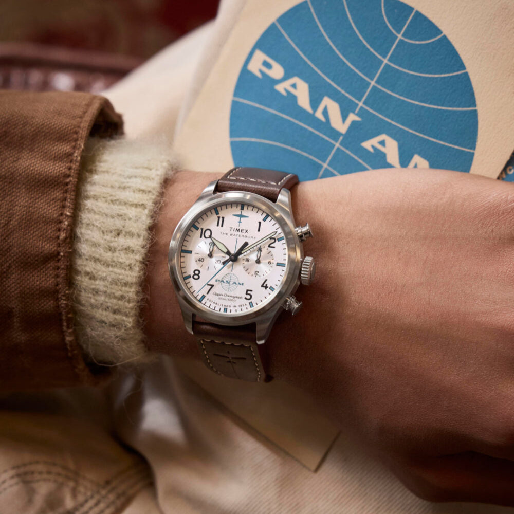 Timex x Pan Am® Waterbury Ace Chronograph 41mm Leather Strap Watch