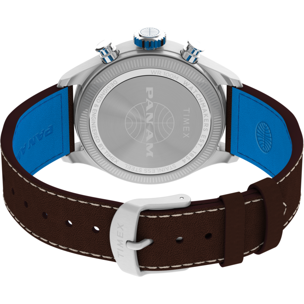 Timex x Pan Am® Waterbury Ace Chronograph 41mm Leather Strap Watch