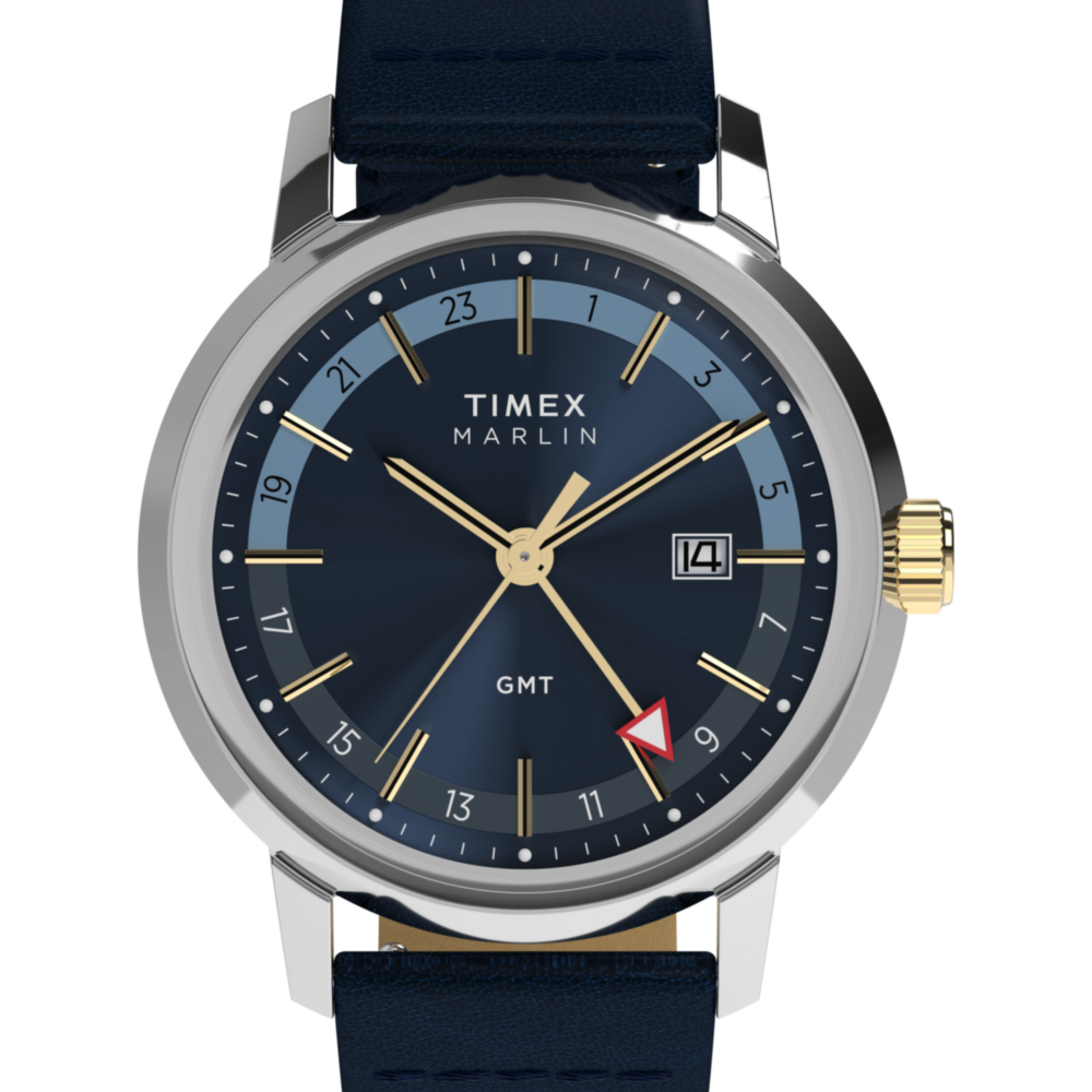 Marlin® Quartz GMT 40mm Leather Strap Watch