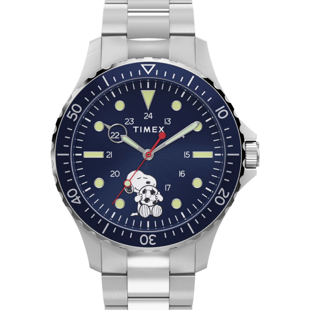 Peanuts® x Timex Navi Snoopy Soccer 41mm Stainless Steel Bracelet Watch