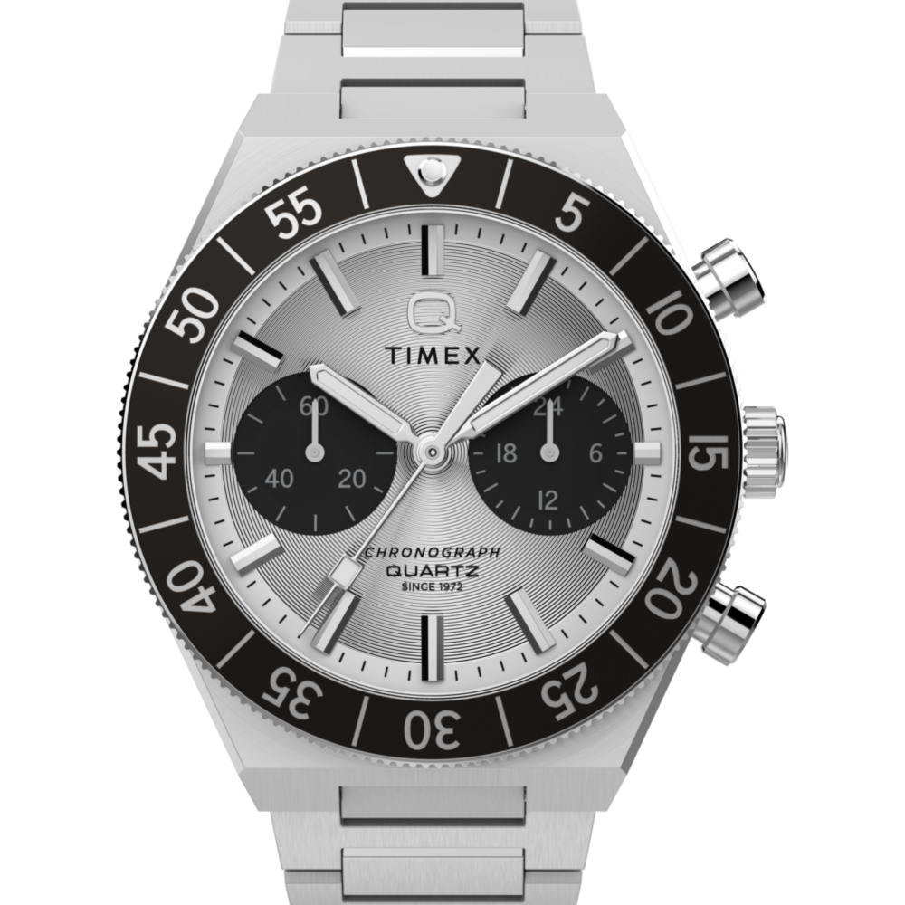 Q Timex Continental Chronograph 40mm Stainless Steel Bracelet Watch