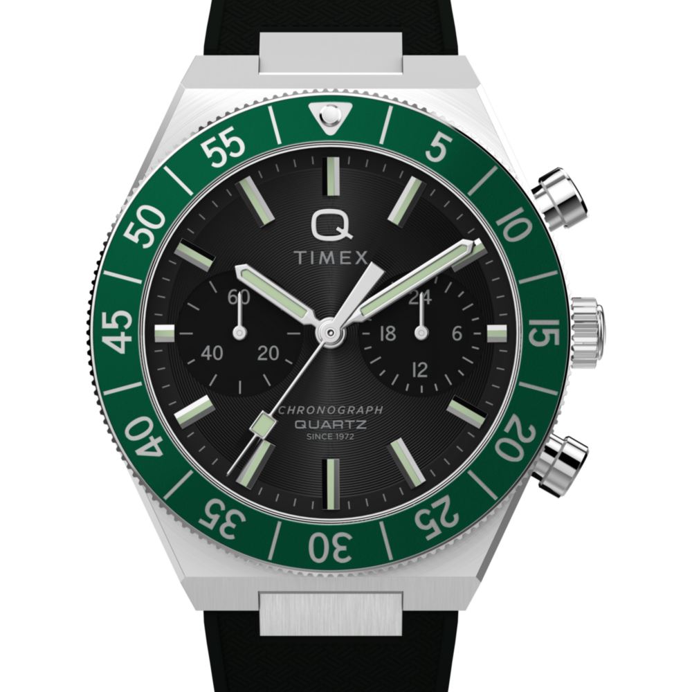 Q Timex Continental Chronograph 40mm Synthetic Rubber Strap Watch