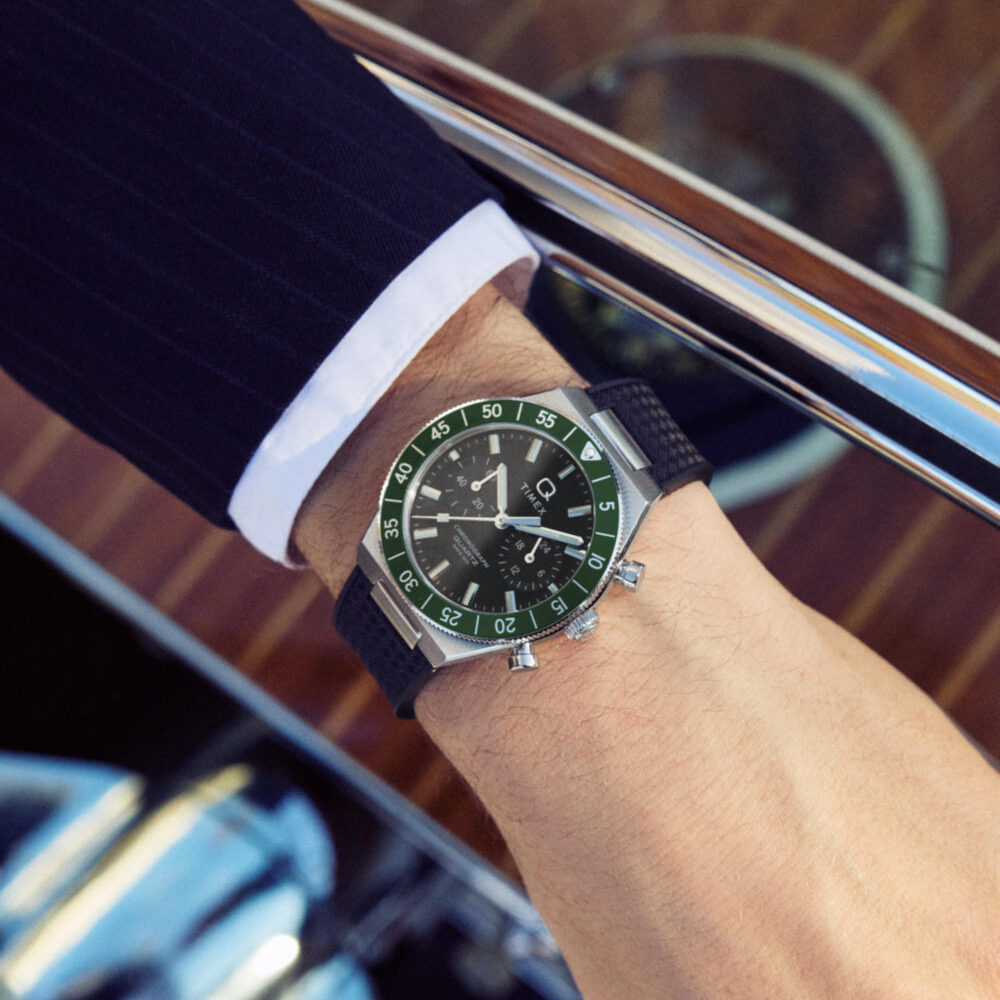Q Timex Continental Chronograph 40mm Synthetic Rubber Strap Watch