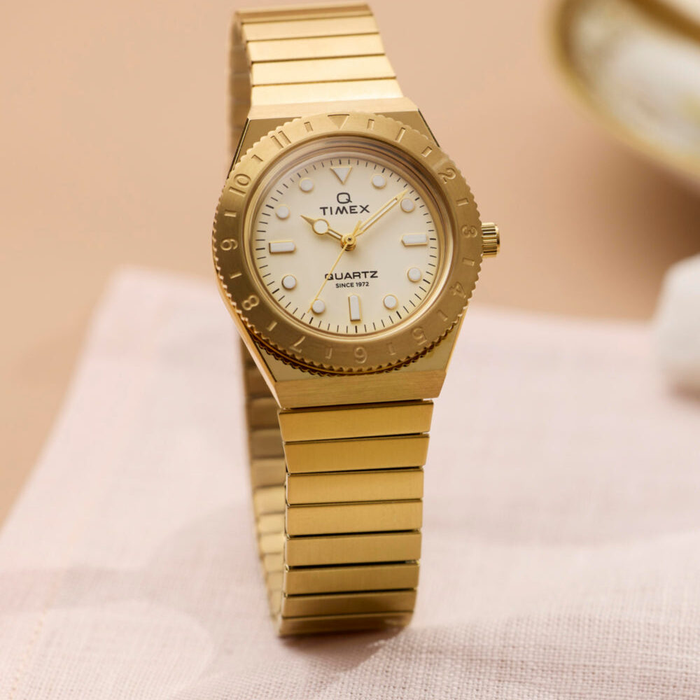 Q Timex® Mini 30mm Stainless Steel Expansion Band Watch