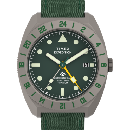 Expedition® Pioneer Titanium Automatic GMT 41mm Fabric Strap Watch