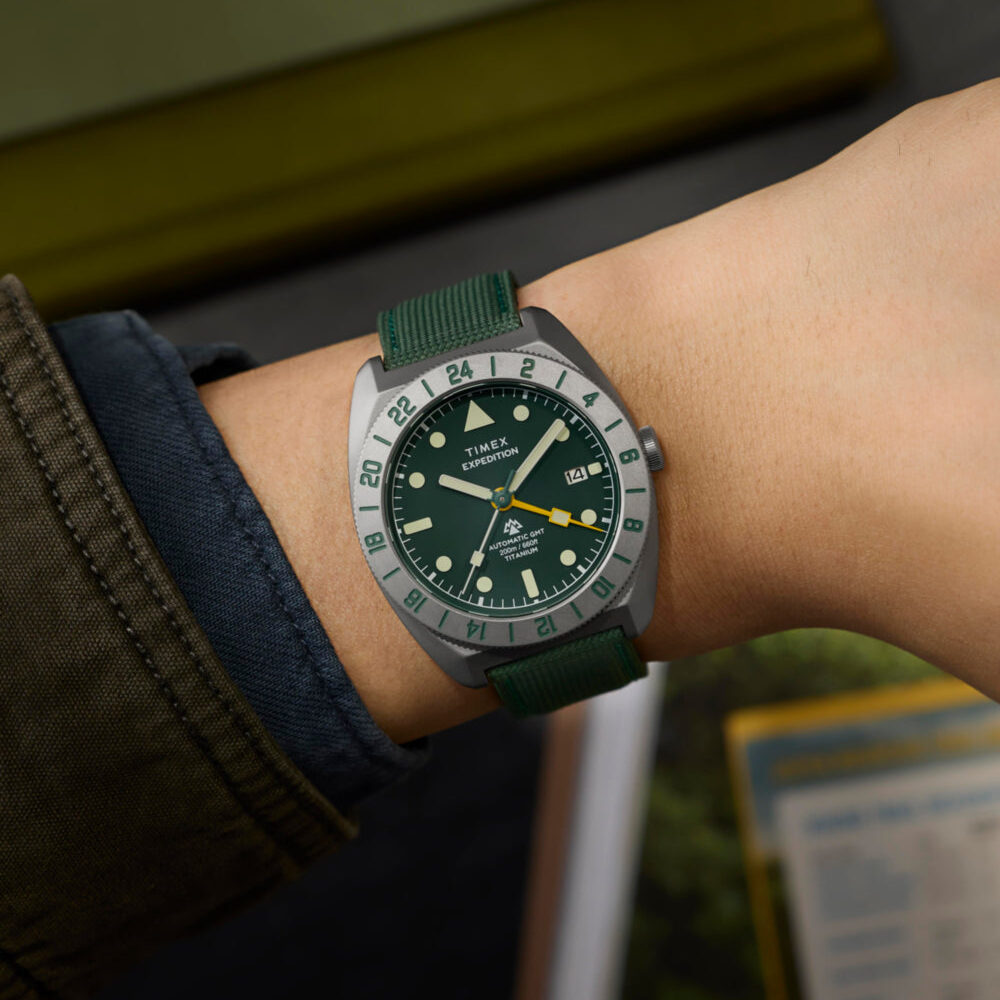 Expedition® Pioneer Titanium Automatic GMT 41mm Fabric Strap Watch