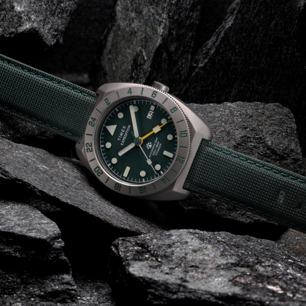 Expedition® Pioneer Titanium Automatic GMT 41mm Fabric Strap Watch
