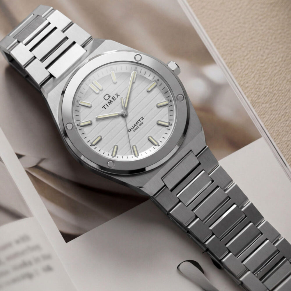 Q Timex Marbella 34mm Stainless Steel Bracelet Watch