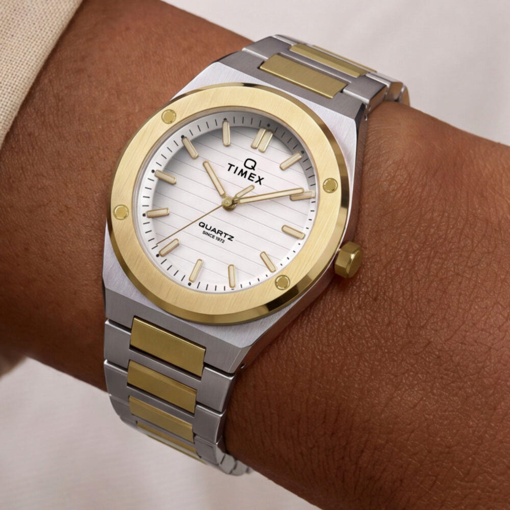Q Timex Marbella 34mm Stainless Steel Bracelet Watch