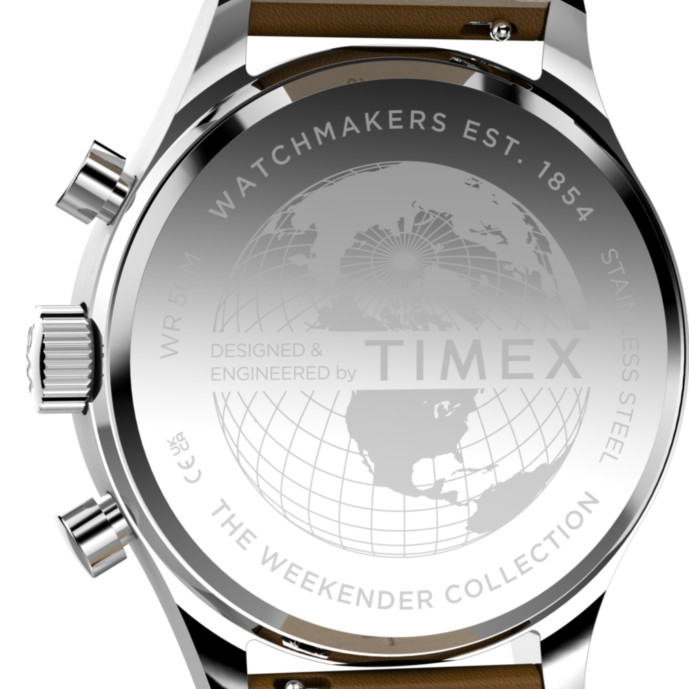 Timex Weekender® New England Chronograph 40mm Leather Strap Watch