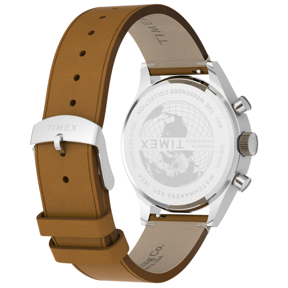 Timex Weekender® New England Chronograph 40mm Leather Strap Watch