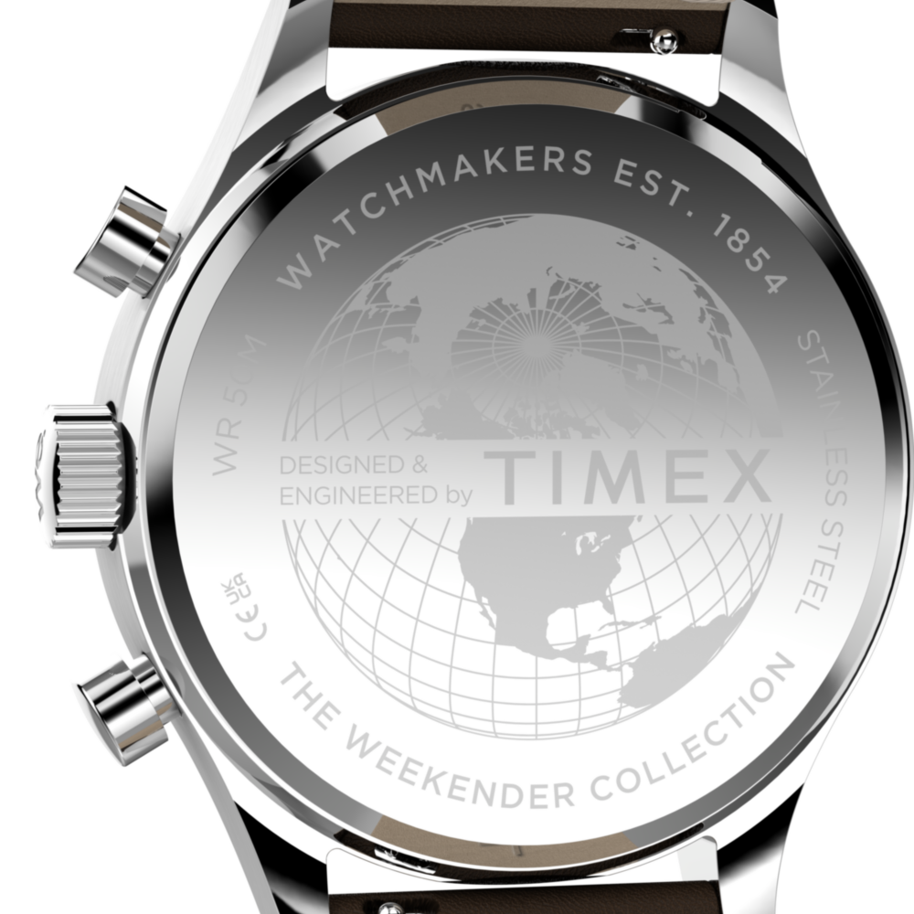Timex Weekender® New England Chronograph 40mm Leather Strap Watch